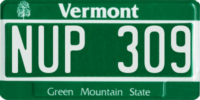VT license plate NUP309
