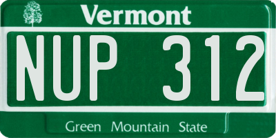VT license plate NUP312