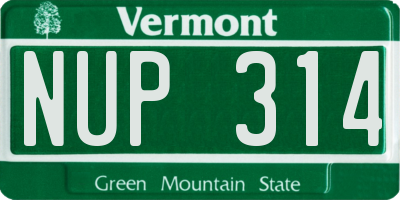 VT license plate NUP314