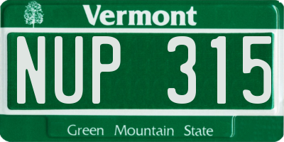 VT license plate NUP315