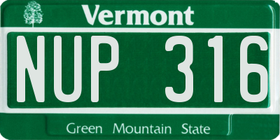 VT license plate NUP316