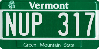 VT license plate NUP317