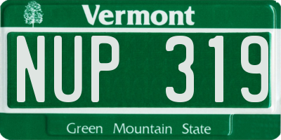 VT license plate NUP319