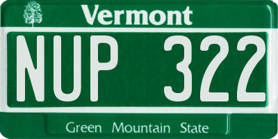 VT license plate NUP322