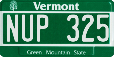 VT license plate NUP325