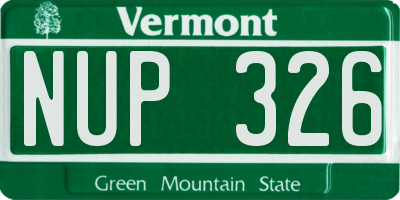 VT license plate NUP326