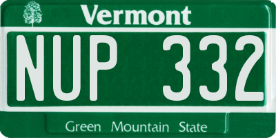VT license plate NUP332