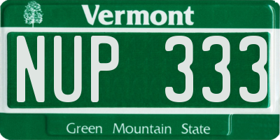 VT license plate NUP333