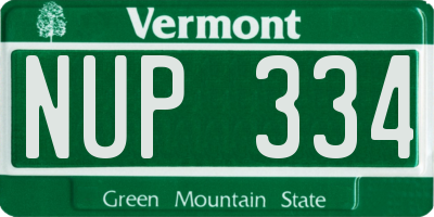 VT license plate NUP334