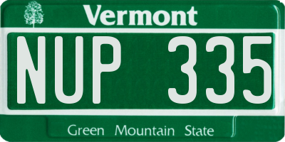 VT license plate NUP335