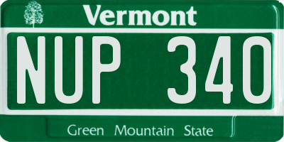 VT license plate NUP340