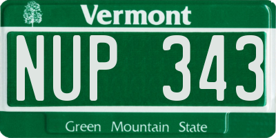 VT license plate NUP343