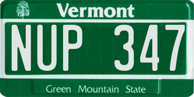 VT license plate NUP347