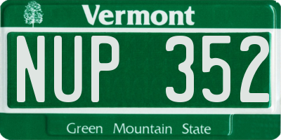 VT license plate NUP352
