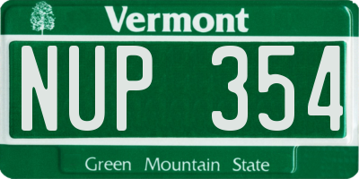 VT license plate NUP354