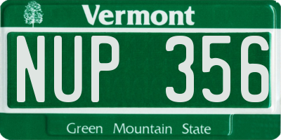 VT license plate NUP356