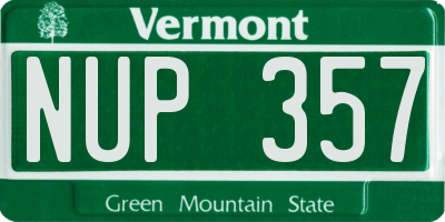VT license plate NUP357