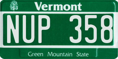 VT license plate NUP358
