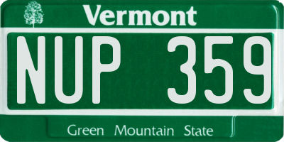 VT license plate NUP359