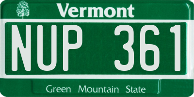 VT license plate NUP361
