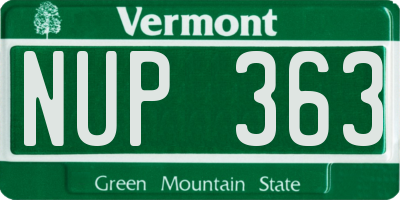 VT license plate NUP363