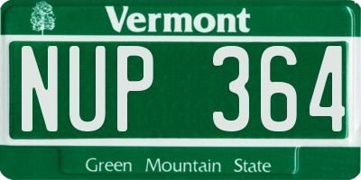 VT license plate NUP364