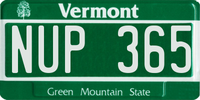 VT license plate NUP365