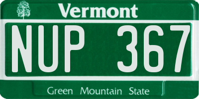 VT license plate NUP367