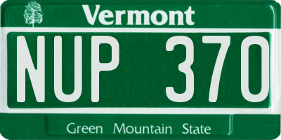 VT license plate NUP370