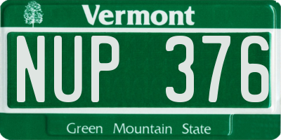 VT license plate NUP376