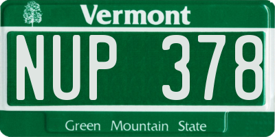 VT license plate NUP378