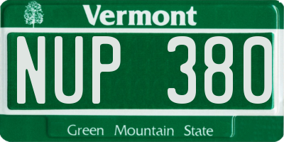 VT license plate NUP380