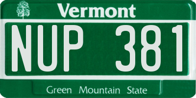 VT license plate NUP381
