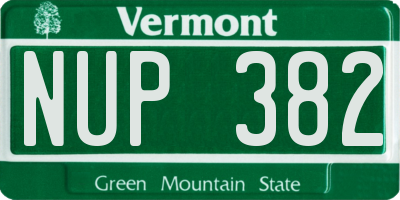 VT license plate NUP382