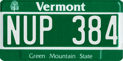 VT license plate NUP384