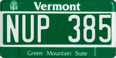 VT license plate NUP385