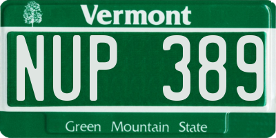 VT license plate NUP389