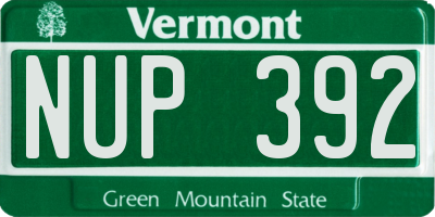 VT license plate NUP392