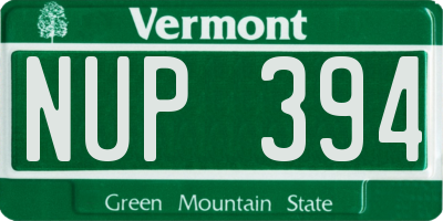 VT license plate NUP394