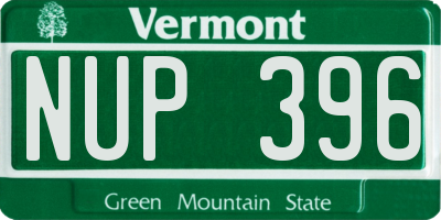 VT license plate NUP396