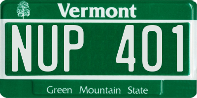 VT license plate NUP401