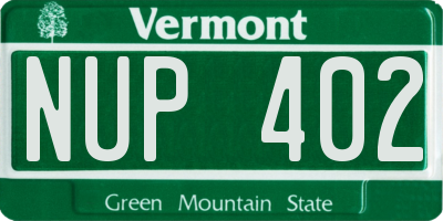 VT license plate NUP402