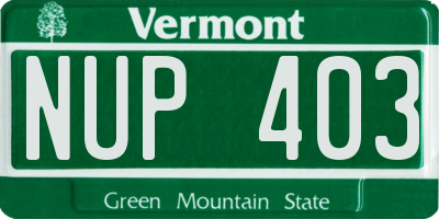 VT license plate NUP403