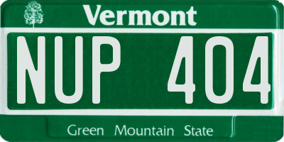 VT license plate NUP404