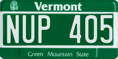 VT license plate NUP405