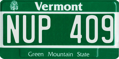 VT license plate NUP409