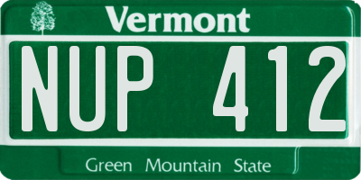 VT license plate NUP412