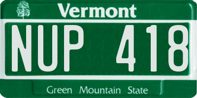 VT license plate NUP418