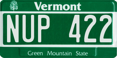 VT license plate NUP422