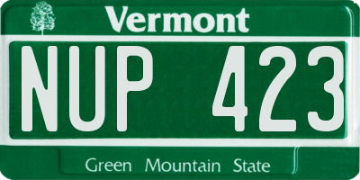 VT license plate NUP423